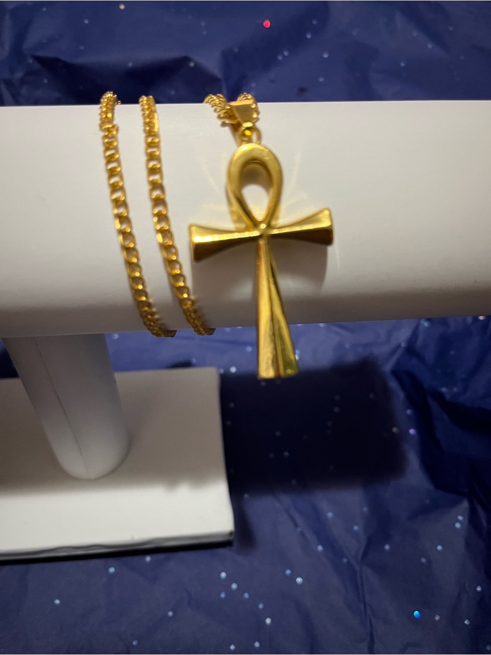 Gold Ankh Pendant Necklace unisex